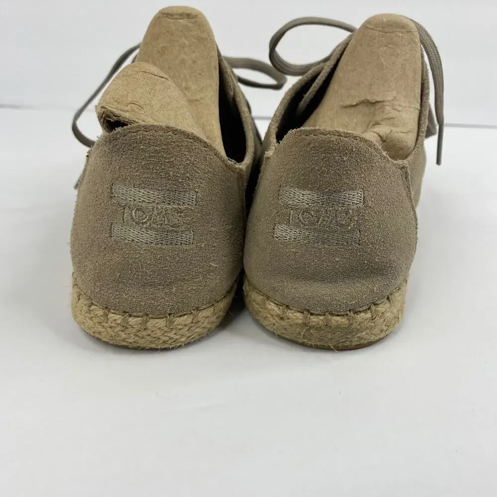 TOMS Womens size 8.5 Lena Desert Suede Leather Espadrille Lace Up Shoes